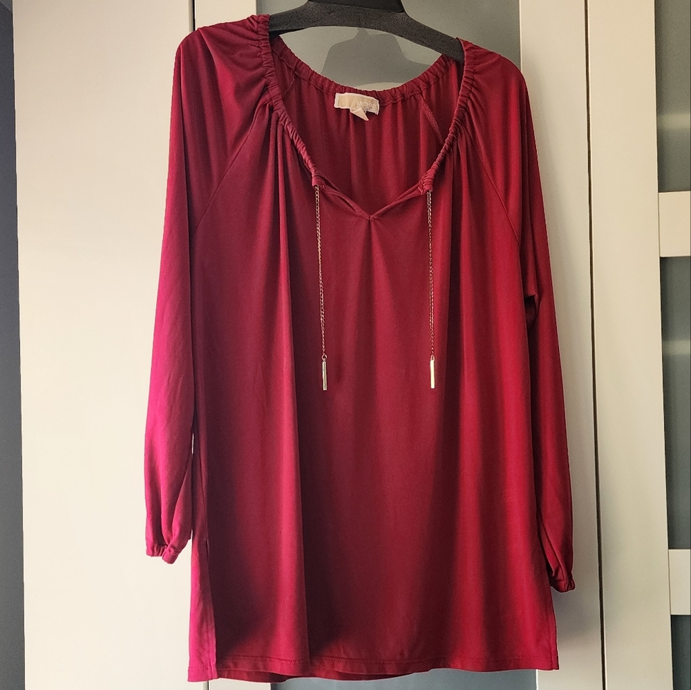 Michael Kors Red Long Sleeve Relaxed Blouse